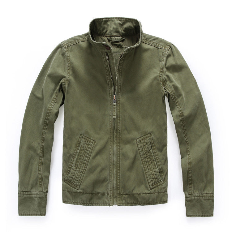 Herren leichte Baumwoll-Twill Feldjacke mit Stehkragen und Reißverschluss Echoarchiv