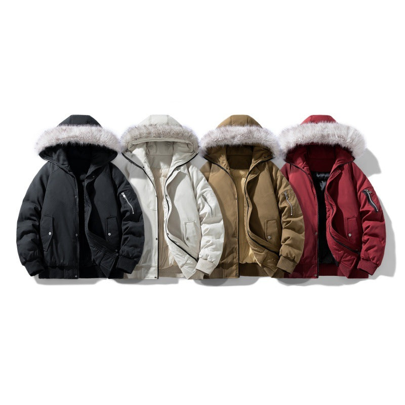 Herren gesteppter Winterparka mit abnehmbarem Kunstfellkapuze und winddichter Polsterung – Marzano