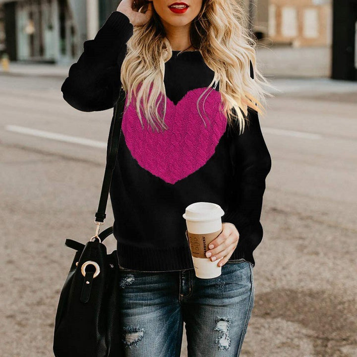 Damen Strickpullover mit Herzapplikation, Rippbündchen und legerer Passform Echo Archiv