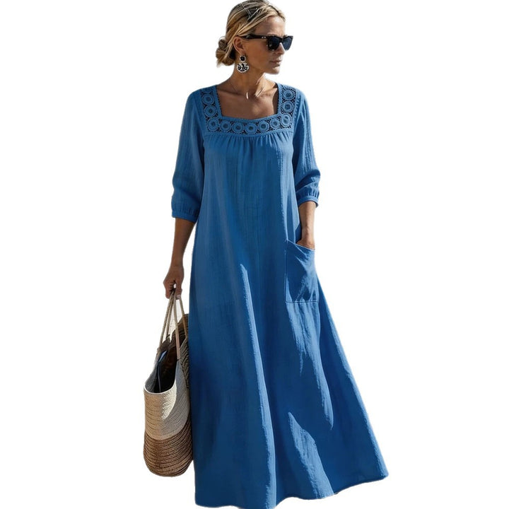 Damen Maxikleid mit elegantem Rundhalsausschnitt und praktischen Taschen Echo Archiv