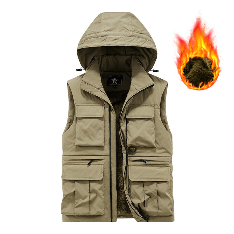 Herren Multifunktionale Outdoorweste mit Kapuze und wärmendem Fleecefutter – Marzano