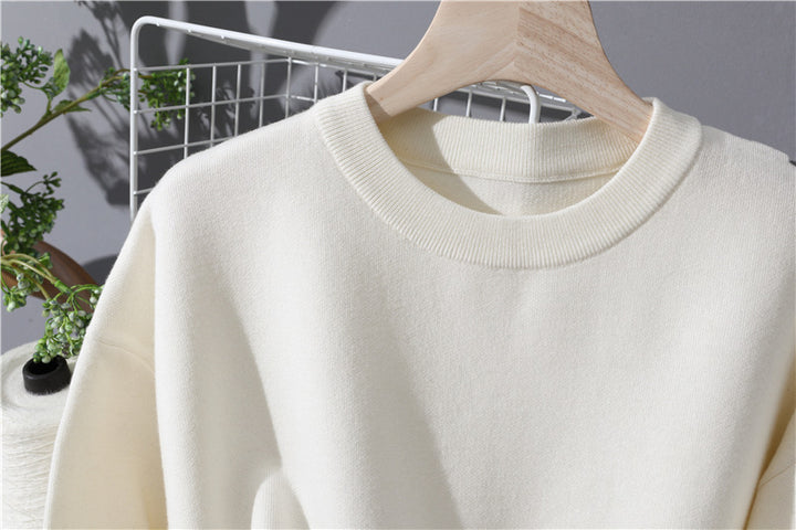 Damen Leichter Baumwoll-Mix Rundhals-Pullover mit minimalistischem Schnitt Echo Archiv