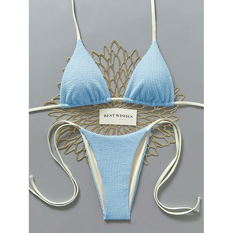 Damen Triangel-Bikini mit hohem Beinausschnitt und feinem Strukturmuster Echo Archiv