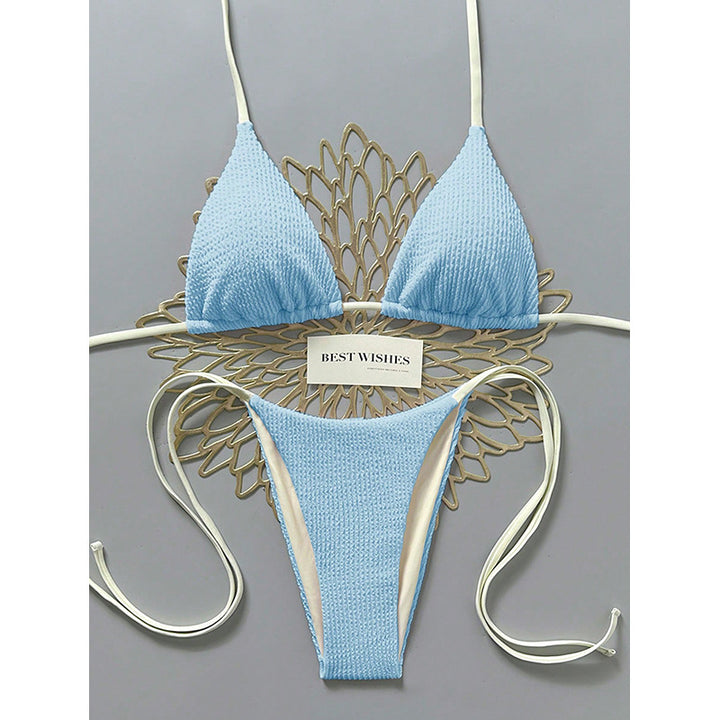 Damen Triangel-Bikini mit hohem Beinausschnitt und feinem Strukturmuster Echo Archiv