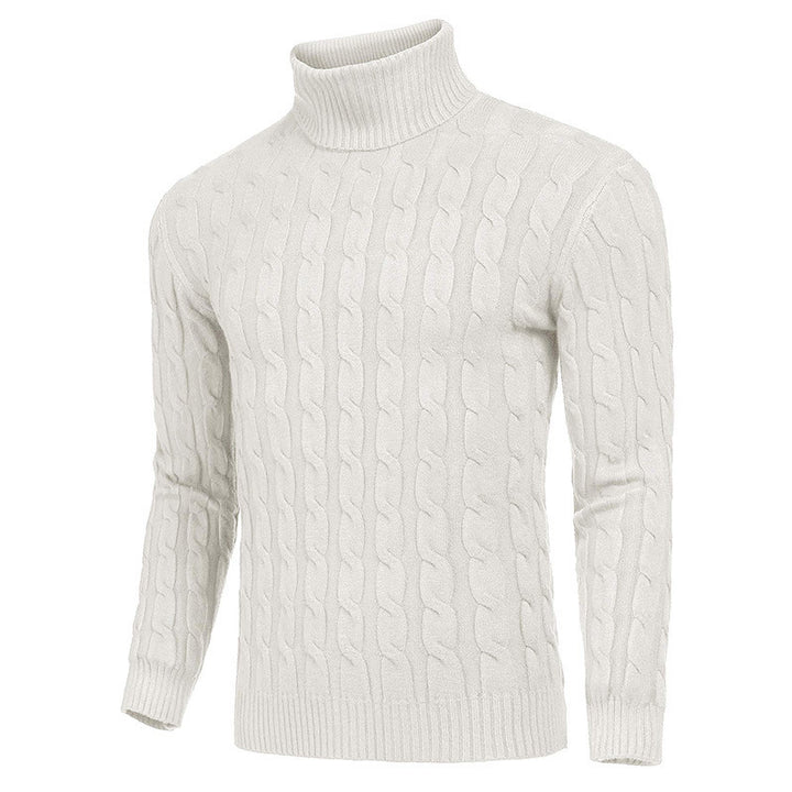 Herren Strickpullover mit hohem Kragen und Zopfmuster Echoarchiv