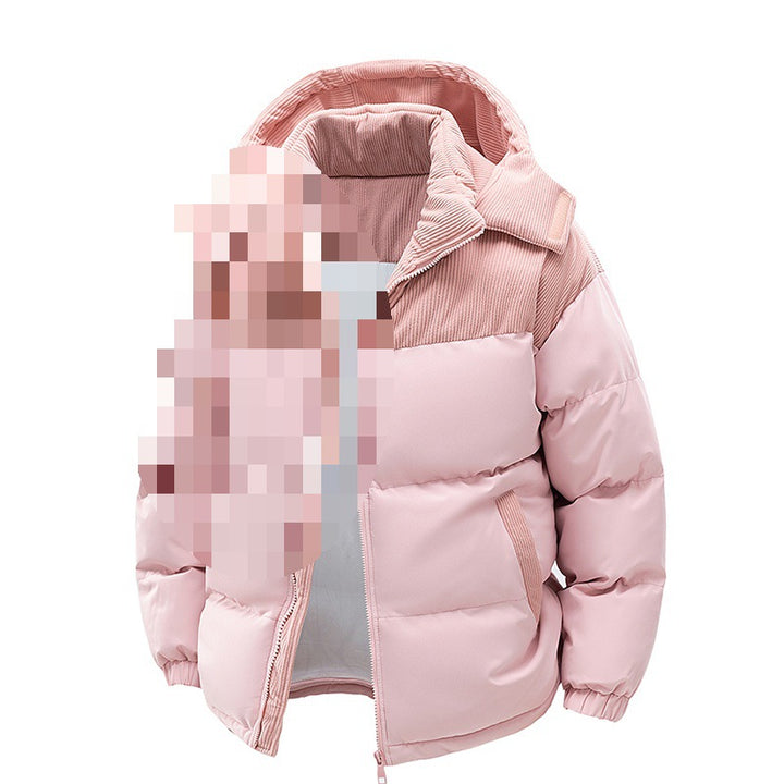 Damen Thermo-Puffer-Kurzjacke mit Cord‑Schulter und Kapuzenkragen Echoarchiv