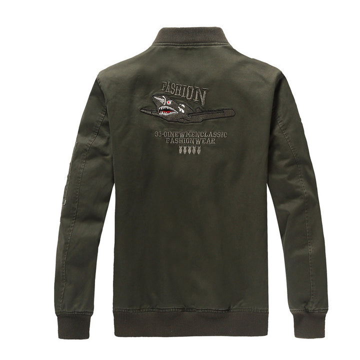 Herren nan militärisch inspirierte Bomberjacke mit gestickten Patches, Ärmel-Tasche und elastischen Rippbündchen Echo Archiv