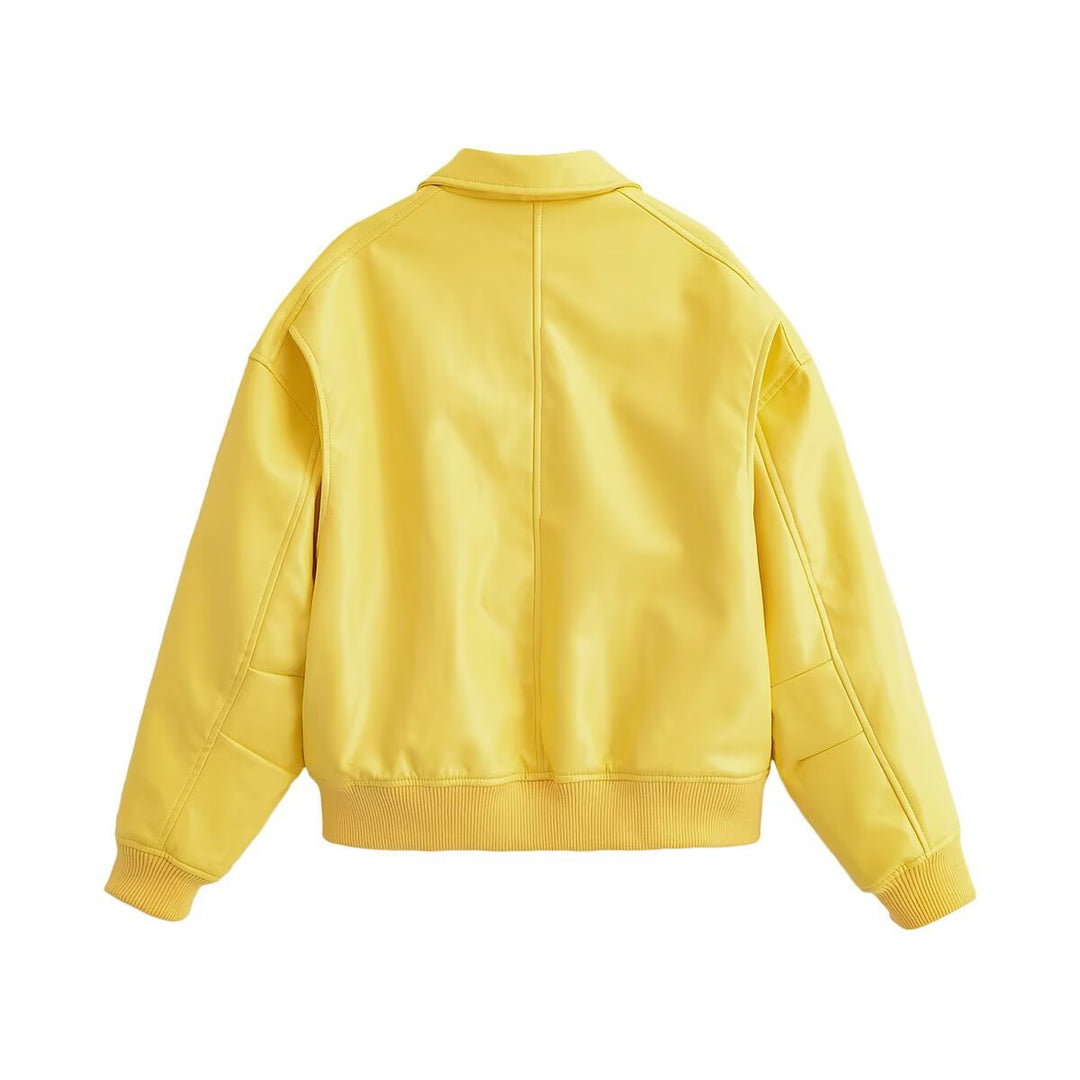 Damen Oversized Bomberjacke mit Reißverschluss, geripptem Saum und Pattentaschen Echoarchiv