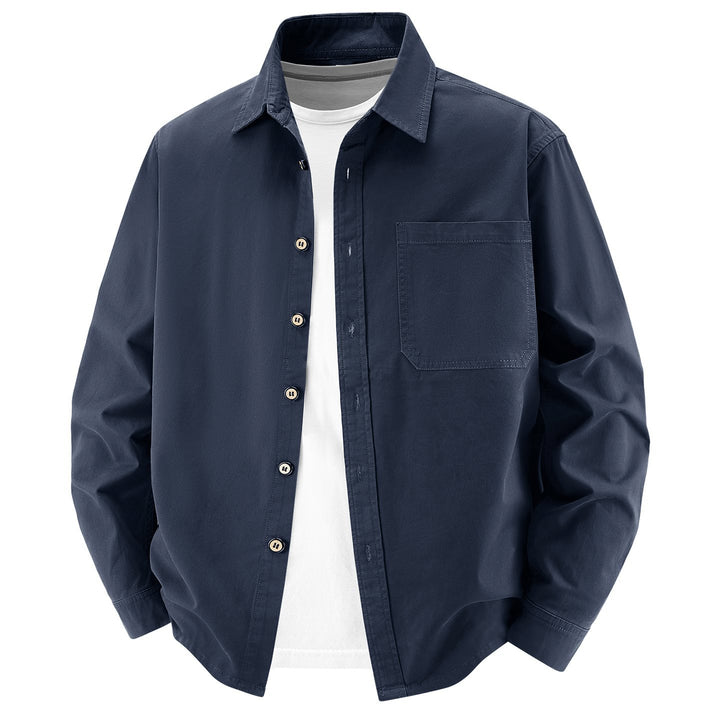 Herren lockere Overshirt-Jacke aus Baumwollmix mit Brusttasche und durchgehender Knopfleiste Echo Archiv