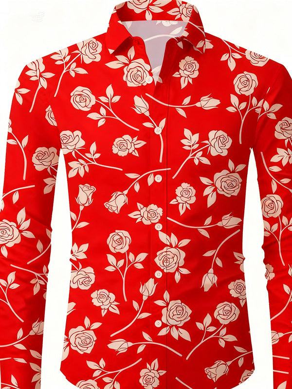 Herren Langarmhemd mit floralen Mustern Echoarchiv