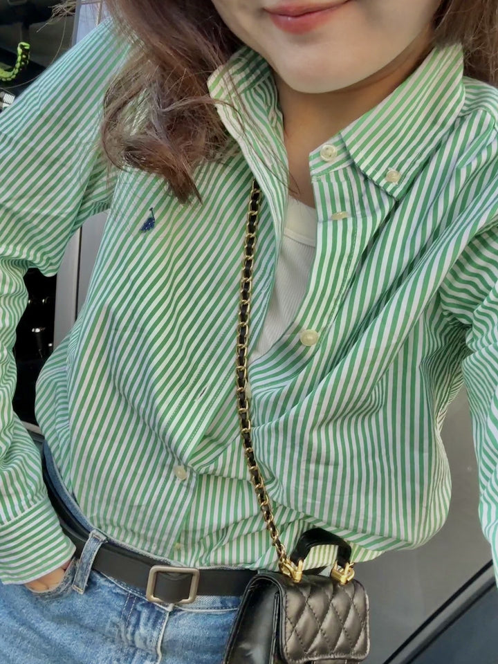 Damen Gestreiftes Button-Down Hemd Echo Archiv