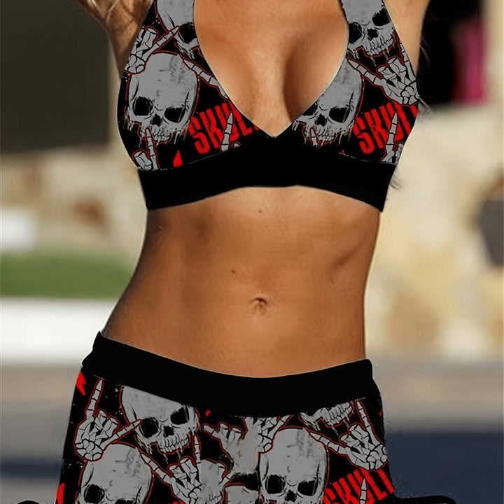 Damen Bikini-Set mit tiefem V-Ausschnitt und kontrastierenden Shorts Echo Archiv