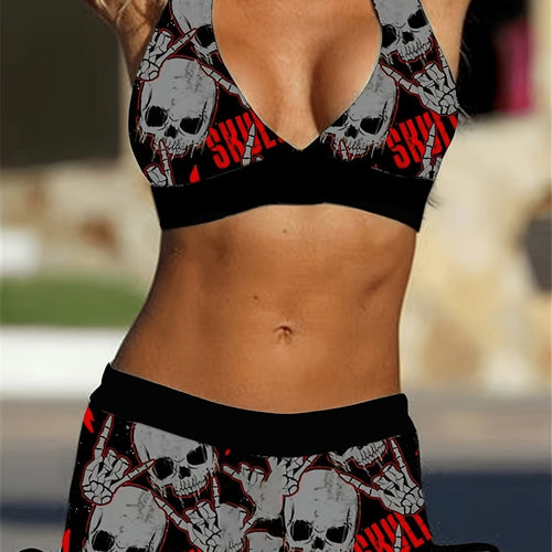 Damen Bikini-Set mit tiefem V-Ausschnitt und kontrastierenden Shorts Echo Archiv