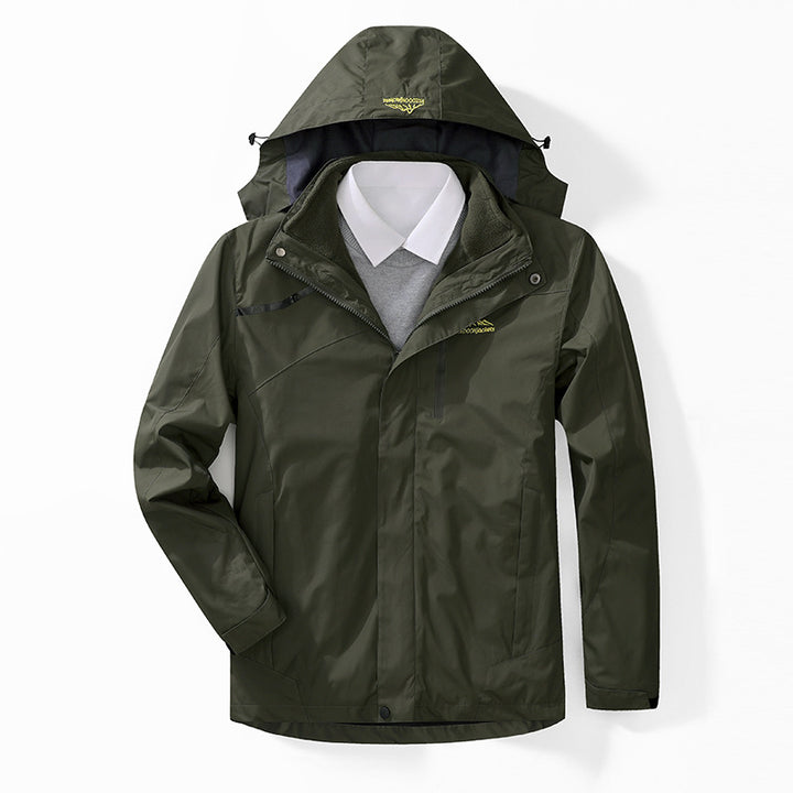Herren zweilagige wasserdichte Outdoorjacke mit Fleecekragen und Kapuze Echo Archiv