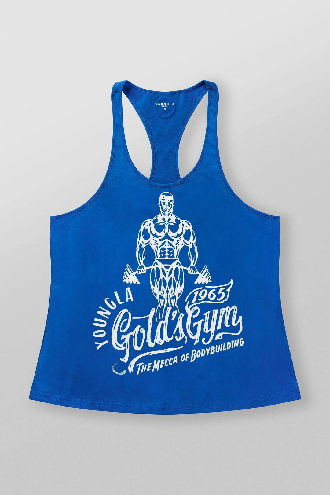 Herren nan athletisches Stringer Tanktop rückenfreier Schnitt mit Kontrastpaspel und Kraftsportmotiv Echo Archiv
