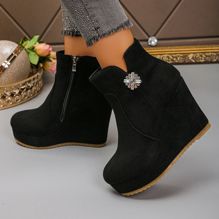 Damen Wedge-Stiefeletten mit Glamourösen Verzierungen – Varelle
