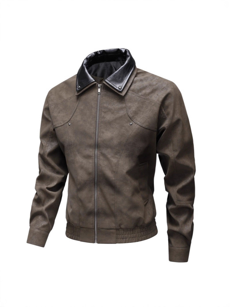 Herren Vintage-inspirierte Kunstleder-Blousonjacke mit kontrastkragen Echo Archiv