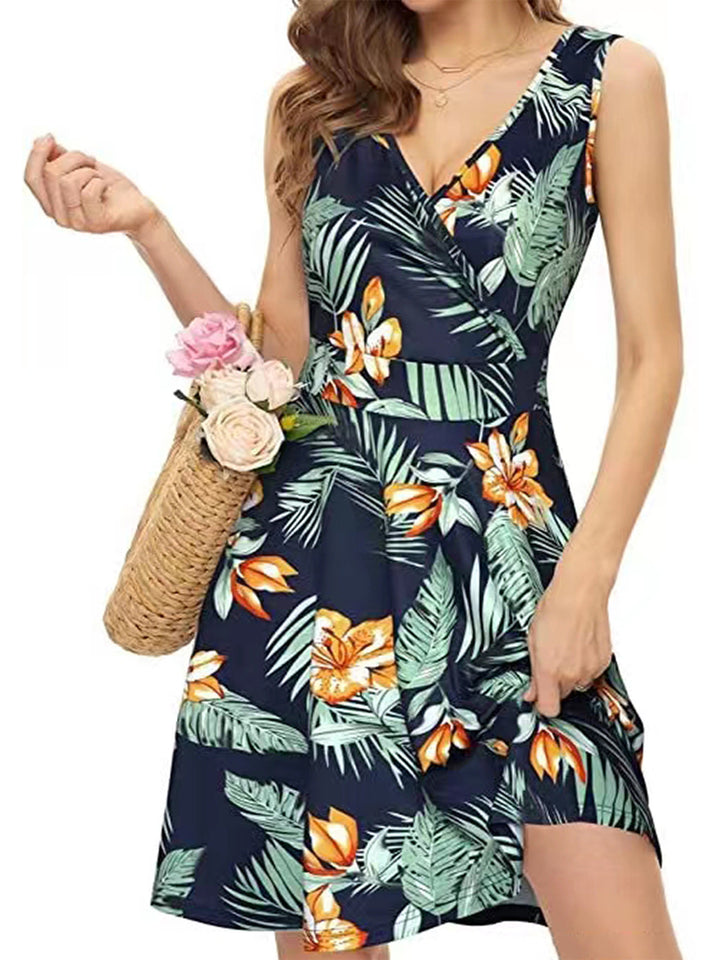Damen Wickelkleid mit floralem Muster und schwingendem Rock Echo Archiv
