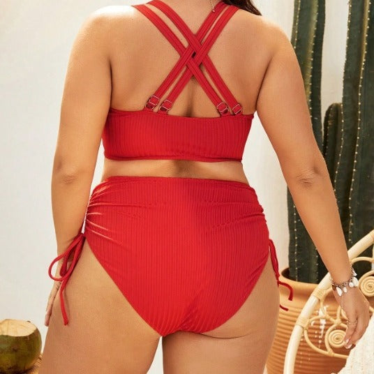 Damen Hochgeschnittener Bikini mit verstellbaren Kordeln Echo Archiv