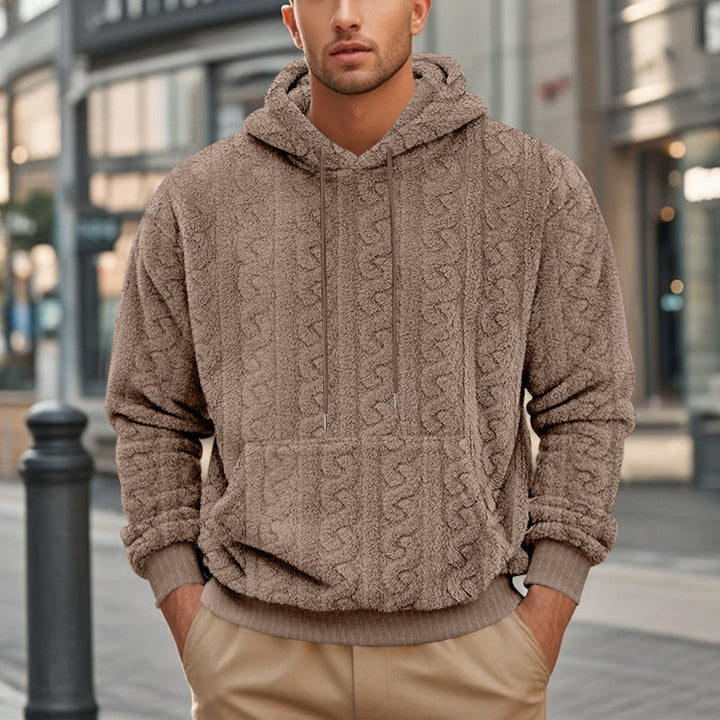 Herren Kapuzensweatshirt aus kuscheligem Material mit detaillierter Struktur Echoarchiv