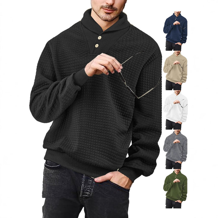 Herren modischer Kapuzenpullover mit Knopfleiste und strukturiertem Gewebe Echoarchiv