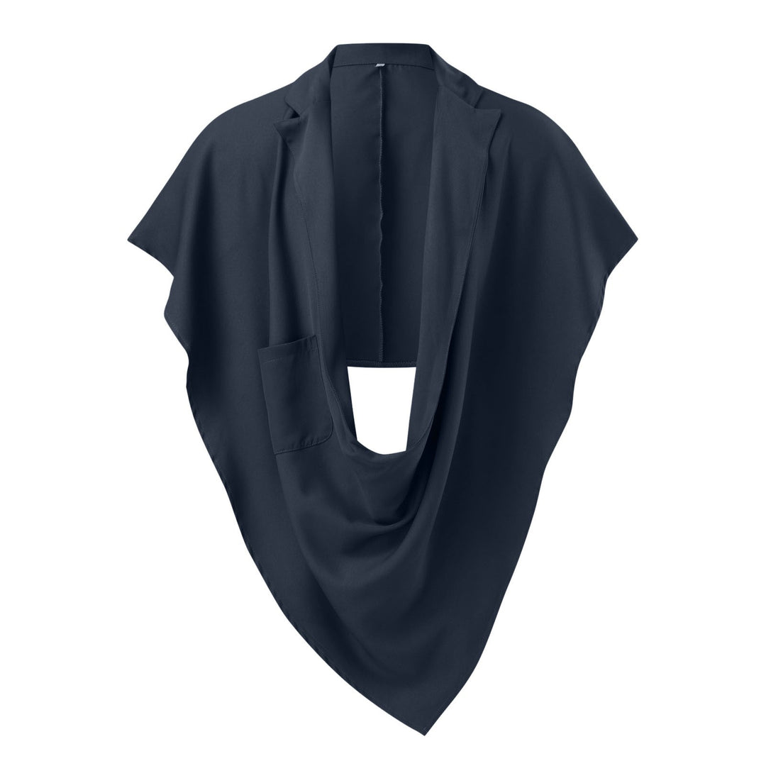 Damen nan Cape-Blazer mit Schalkragen offener Front aufgesetzter Tasche und spitz zulaufendem Zipfelsaum Echo Archiv