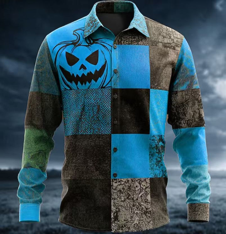 Herren Kurzarmhemd mit einzigartigem Halloween-Motiv Echoarchiv