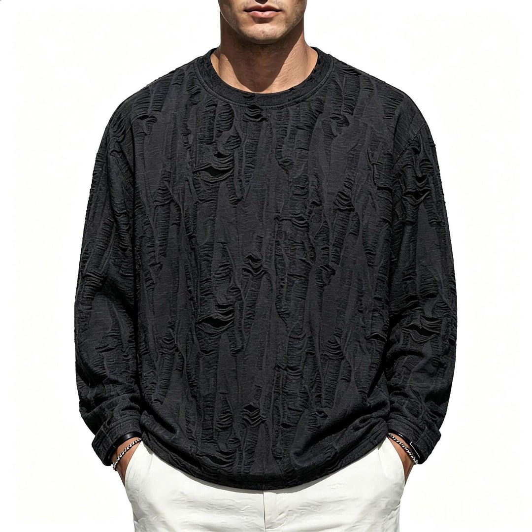 Herren Oversize-Sweatshirt mit ausgefranstem Look und strukturierter Rippoptik Echo Archiv