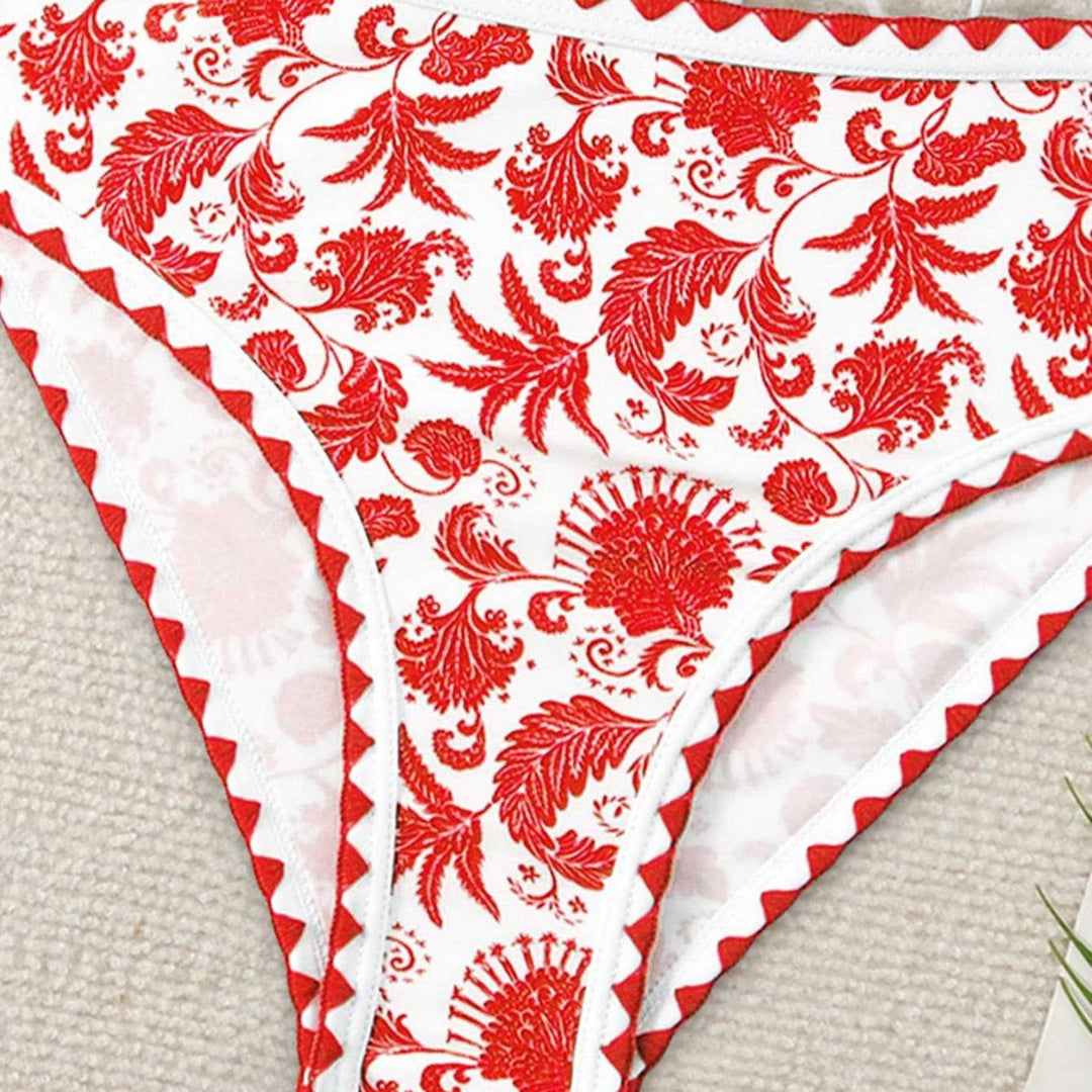 Damen Bandeau-Bikini-Set mit farbenfrohem floralen Muster und elastischem Gürtel Echo Archiv