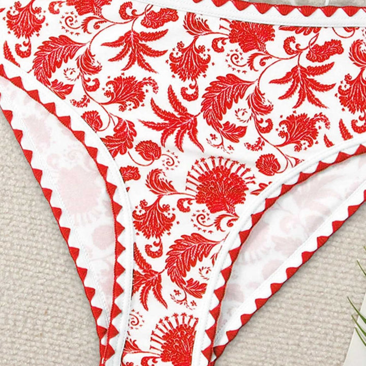 Damen Bandeau-Bikini-Set mit farbenfrohem floralen Muster und elastischem Gürtel Echo Archiv