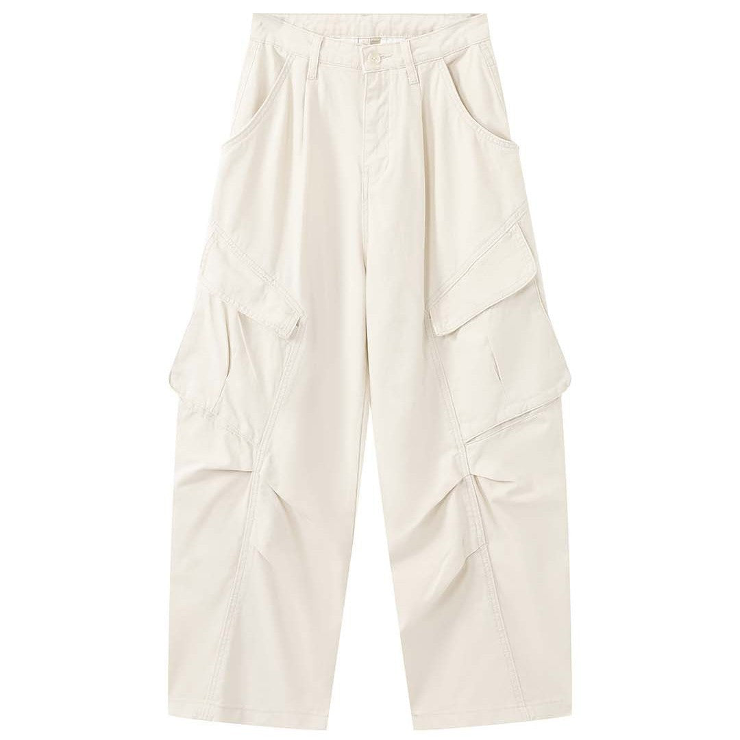 Damen Utility-Baggy-Hose mit asymmetrischen Pattentaschen und hohem Bund Echoarchiv
