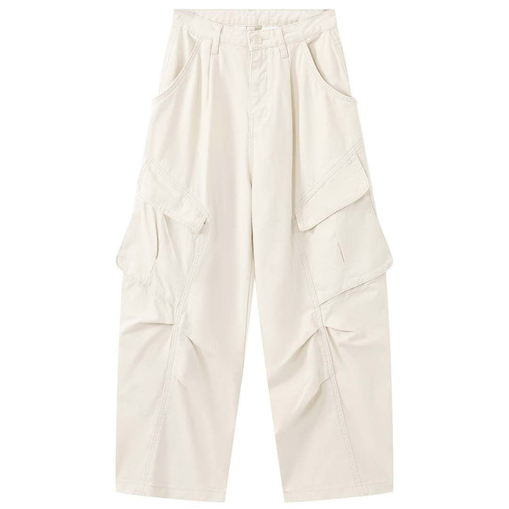 Damen Utility-Baggy-Hose mit asymmetrischen Pattentaschen und hohem Bund Echoarchiv