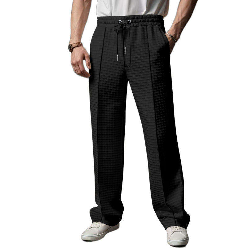 Herren Relaxed-Fit Freizeit-Hose mit strukturierter Karooptik, elastischem Bund & Kordelzug – Sorevano