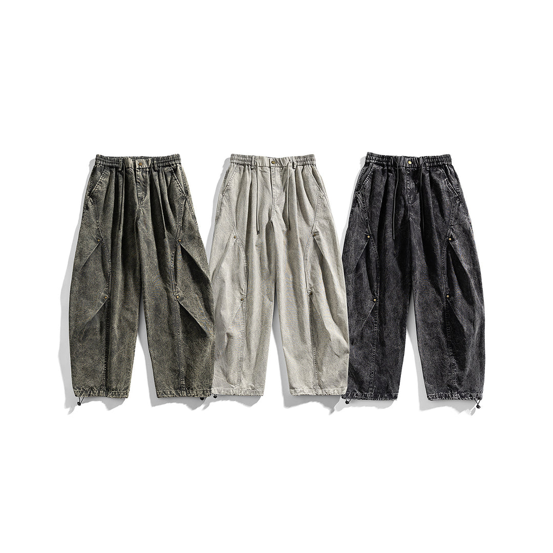Herren weite Baumwoll-Cargohose mit Elastikbund, Kordelzug und Utility-Details Echo Archiv