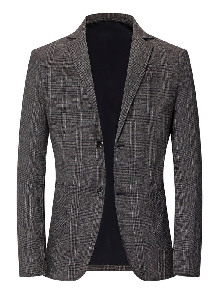 Herren eleganter Blazer mit modernem Karomuster und praktischen Taschen Echoarchiv