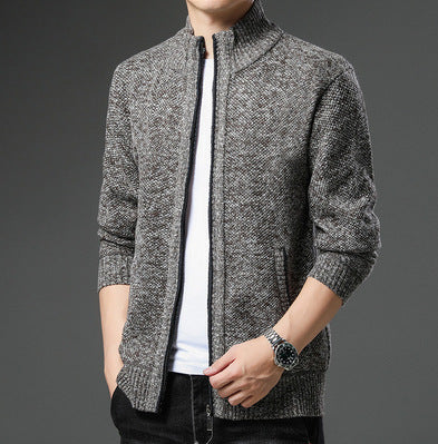Herren lässige Strickjacke mit hohem Kragen und praktischem Reißverschluss Echoarchiv