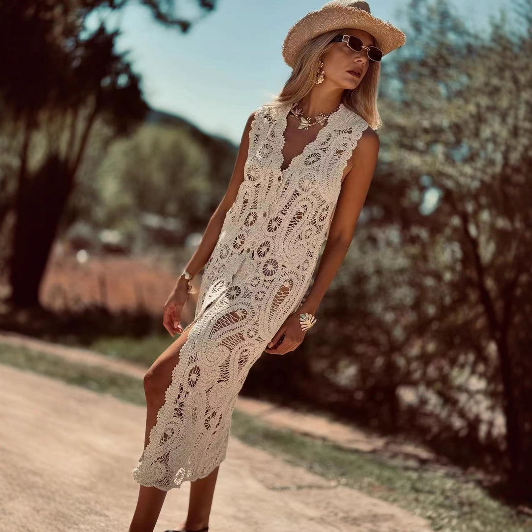 Damen Häkel-Überwurfkleid mit seitlichem Schlitz Echo Archiv