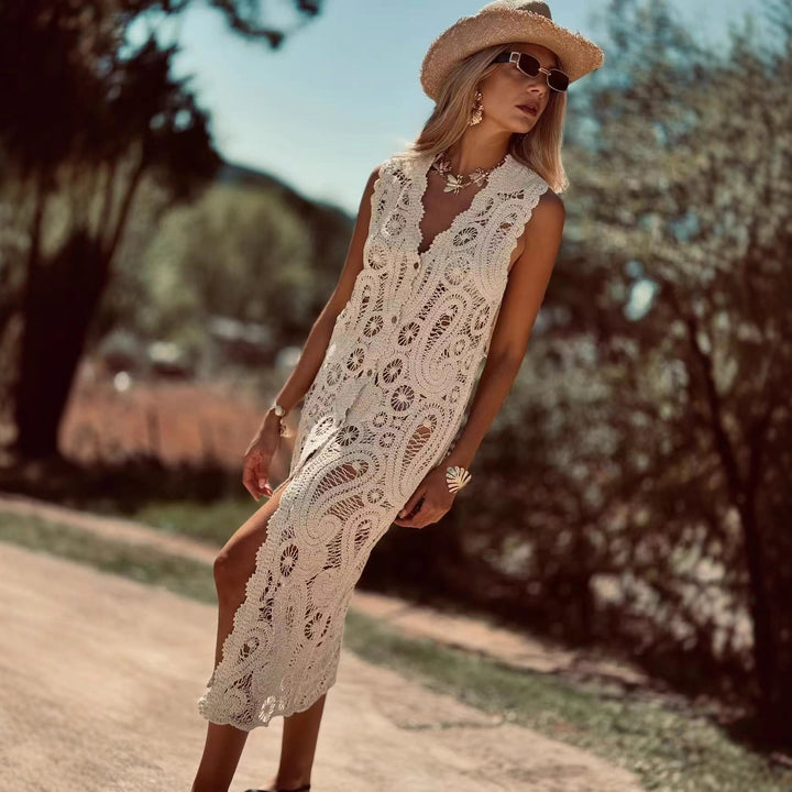 Damen Häkel-Überwurfkleid mit seitlichem Schlitz Echo Archiv