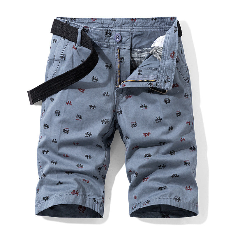 Herren Cargo-Shorts mit trendigem Fahrradmuster und verstellbarem Bund Echoarchiv