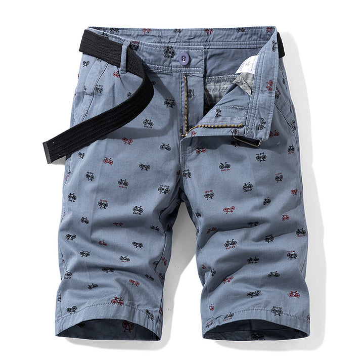 Herren Cargo-Shorts mit trendigem Fahrradmuster und verstellbarem Bund Echoarchiv