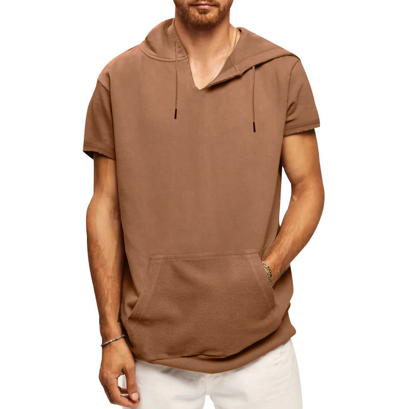 Herren lässiges Kapuzen-T-Shirt mit Fronttasche und modernem Schnitt Echoarchiv