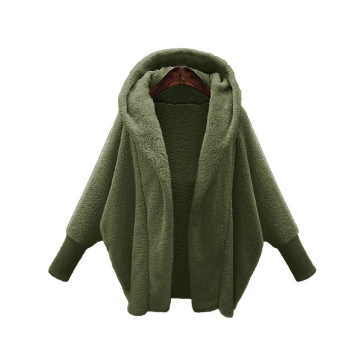 Damen Kuscheliger Oversize-Kapuzencardigan aus Teddyfleece mit Fledermausärmeln Echo Archiv
