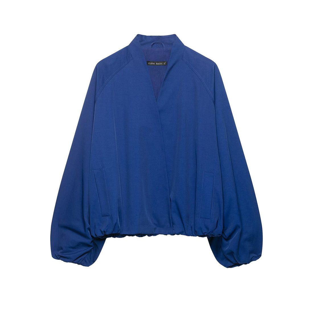 Damen Oversize Cropped Bomberjacke mit offenem V-Ausschnitt und elastischem Saum Echo Archiv