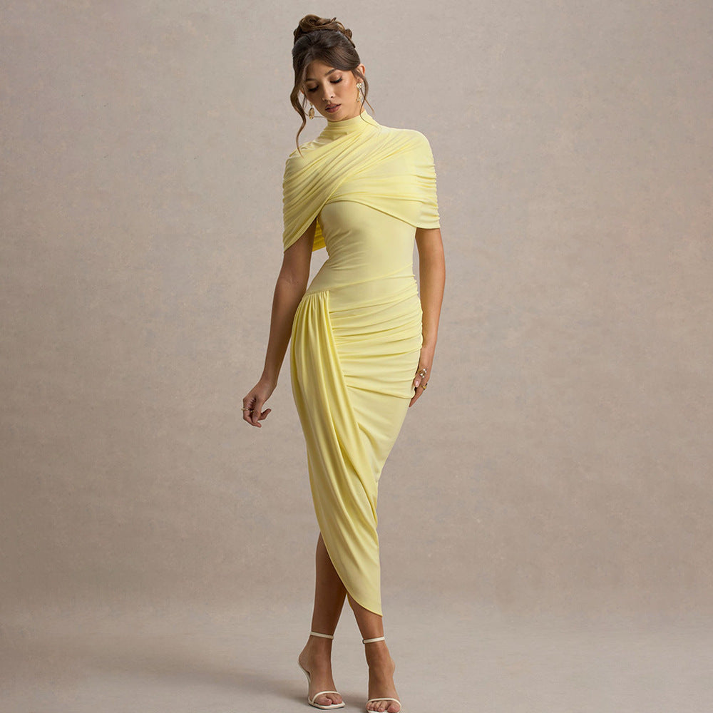 Damen Elegantes Maxi-Kleid mit asymmetrischen Rüschendetails Echo Archiv