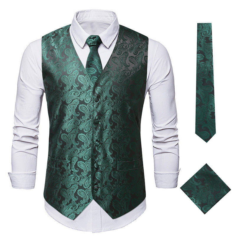 Herren elegante Anzugweste mit eleganten Paisley-Muster und passendem Zubehör Echoarchiv