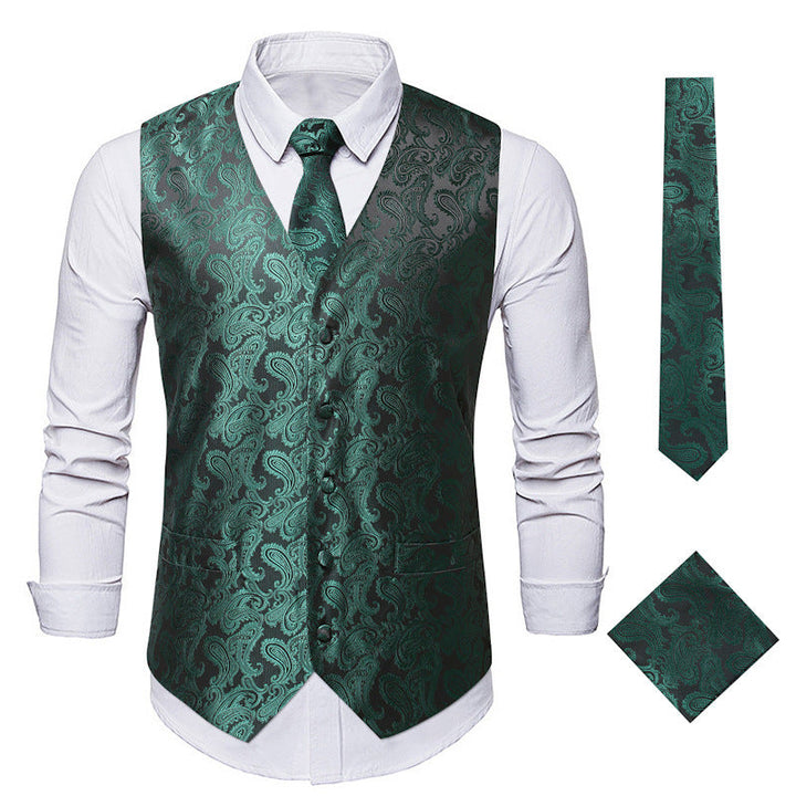 Herren elegante Anzugweste mit eleganten Paisley-Muster und passendem Zubehör Echoarchiv