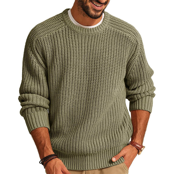 Herren grob gestrickter Rundhals-Pullover mit lässigem Flair Echoarchiv