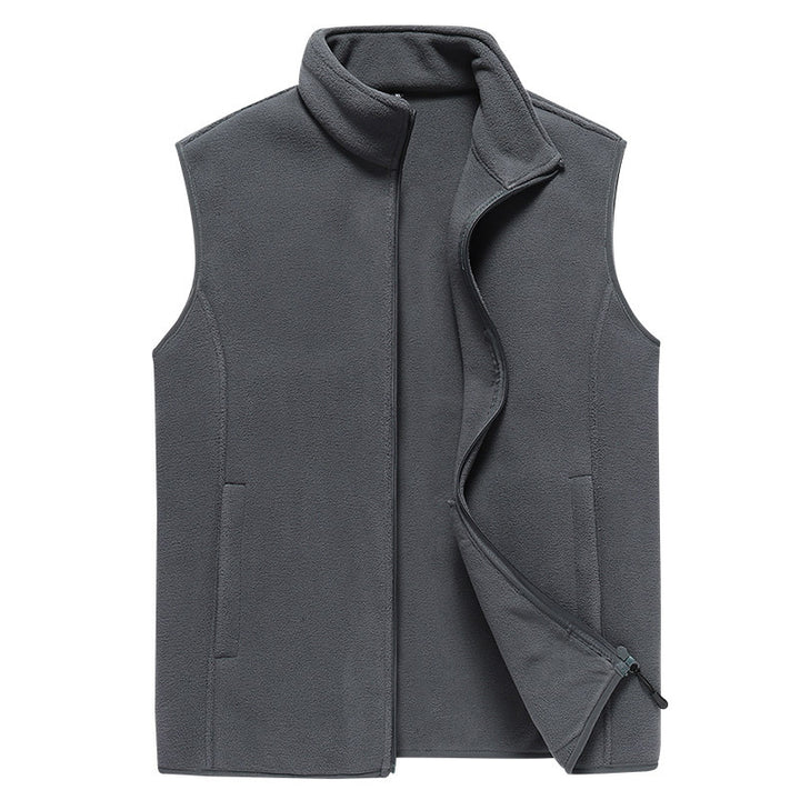 Herren Ärmellose Microfleece‑Weste mit Stehkragen und verdecktem Zweiwege-Reißverschluss Echoarchiv