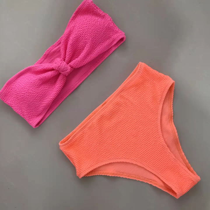 Damen Bikini-Set mit strukturierter Oberfläche und modischem Knoten Echo Archiv