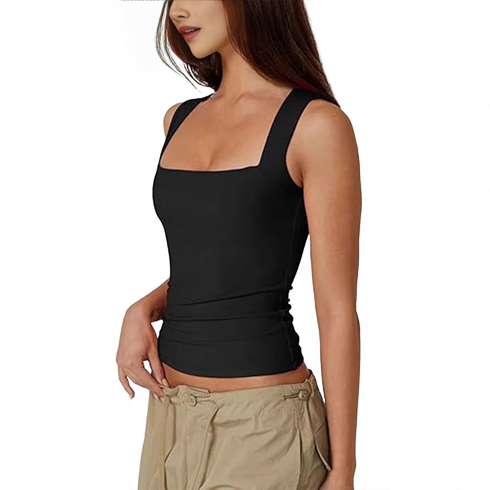 Damen eng anliegendes Tanktop mit quadratischem Ausschnitt und atmungsaktiver Struktur Echo Archiv